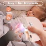 Electric Baby Nail Clippers - 3 in 1 Fingernail (Not for Toenail) Trimmer, Polisher & Clip Storage with Led, Rechargeable & 2 Speeds for Baby, Kids, Adult, Seniors - Pink
