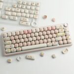 Hyekit PBT Keycaps - Keycaps 75 Percent, MOG Profile, Dye-Sublimation, 144 Keys, Cute Custom Keycap Set for Cherry Gateron MX Mechanical Keyboard, Bread Bear
