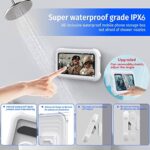Waterproof Phone Case, Rotating Shower Phone Holder Waterproof Case with Touch Screen, OOLYICO Shower Accessories Guardian Buddy Holder Wall Mount Shelf in Bathroom Bathtub for 4" - 7" Cell Phone
