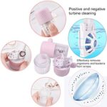 MUDOR Portable Contact Lens Cleaner Machine - Contact Lens Washer with Drawstring for Daily Care Fast Cleaning Soft and Hard Contact Lenses (Cherry Pink)