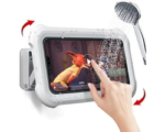 Waterproof Phone Case, Rotating Shower Phone Holder Waterproof Case with Touch Screen, OOLYICO Shower Accessories Guardian Buddy Holder Wall Mount Shelf in Bathroom Bathtub for 4" - 7" Cell Phone
