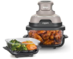 Non-Toxic Air Fryer, Ninja Crispi Air Fryer, Microwave, Freezer & Dishwasher Safe, Non Toxic Glass Portable Cooking System, 4 QT & 6 Cup Glass Containers with Storage Lids, Easy Meals, Air Fry, Bake, Stone,