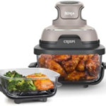 Non-Toxic Air Fryer, Ninja Crispi Air Fryer, Microwave, Freezer & Dishwasher Safe, Non Toxic Glass Portable Cooking System, 4 QT & 6 Cup Glass Containers with Storage Lids, Easy Meals, Air Fry, Bake, Stone,