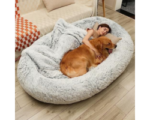 Large Dog Bed 75" L * 50" W * 14" Th Dog Beds for Large Dogs Giant Dog Bed Human Size Dog Bed for People 30D Sponge Bean Bag Bed Detachable Grey