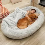 Large Dog Bed 75" L * 50" W * 14" Th Dog Beds for Large Dogs Giant Dog Bed Human Size Dog Bed for People 30D Sponge Bean Bag Bed Detachable Grey