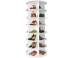 SpaceAid 7 Tier Rotating Shoe Rack Tower, Spinning Shoe Display Lazy Susan, Revolving 360 Shoe Rack Storage Round Carousel, Vertical Handbag Rotate Shoes Closet Organization (7-Tier White)