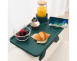 Nnewvante Couch Arm Table,3 in 1 Large 15.36"x9.85" Bamboo Sofa Arm Clip on TV Tray Table with 360°Rotated Phone/Cup Holder, Dark Green