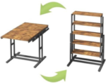 Extendable Dining Table Convertible 2 in 1 Shelf to Table with Metal Frame Industrial and Rustic Style for Small Spaces, Kitchen & Dining Room
