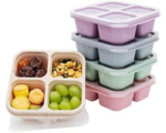 5 Pack Bento Lunch Box,4 Compartment Snack Containers,Divided Snack Box,Meal Prep Lunch Containers FOR Kids/Toddle/Adults,Food Storage Containers for School, Work and Travel