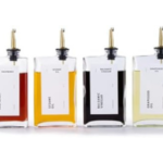 Olive Oil Dispenser for Kitchen, Cooking Oil and Vinegar Dispenser Set, Olive Oil Bottle, Soy sauce dispenser, coffee syrup bottles with stainless steel pourers - 4 pcs, Gold