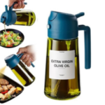 TrendPlain - Original 16oz/470ml Olive Oil Dispenser Bottle for Kitchen Gadgets and Air Fryer Accessories - Olive Oil Sprayer for Cooking w/Stickers (Light Blockage) - Navy