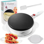 CucinaPro Cordless Crepe Maker- FREE Recipe Guide, NonStick Dipping Plate plus Electric Base & Batter Spatula, Portable Compact Baker, Homemade Morning Breakfast or Dessert Treat, Kitchen Essential