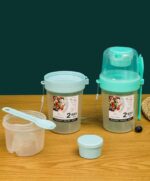 1 Double-Layer Breakfast Cup Portable Cereal Container On The Go with Spoon & Sauce Container - 800ml, Perfect for Oatmeal, Yogurt, Salads, and More! Blue