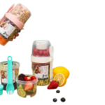 1 Double-Layer Breakfast Cup Portable Cereal Container On The Go with Spoon & Sauce Container - 800ml, Perfect for Oatmeal, Yogurt, Salads, and More! Blue