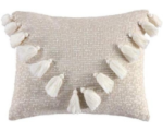 Levtex Home - Mills Waffle - Tassel Pillow - Feather Filled - Tonal Cream and Taupe - Pillow Size (14 x 18in.)