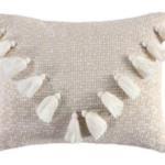 Levtex Home - Mills Waffle - Tassel Pillow - Feather Filled - Tonal Cream and Taupe - Pillow Size (14 x 18in.)