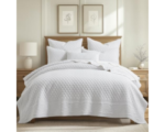 Levtex Home - Ballou Quilt Set - Full/Queen Quilt and Two Standard Shams - Bordered - Bright White - Quilt (88x92in.) and Shams (20x26in.) - Reversible - Cotton, buy to online, amazon products