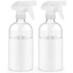 2 Pack Glass Spray Bottles with Silicone Sleeve, 16 oz Empty Refillable Containers with Adjustable Spray Nozzles, Spray Bottles for Hair, Cleaning Solutions and Plants White