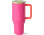 HydroJug Traveler - 32 oz Water Bottle with Handle & Flip Straw - Fits in Cup Holder, Leak Resistant Tumbler-Reusable Insulated Stainless Steel & Rubber Base - Gifts for Women & Men, Orchid