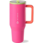 HydroJug Traveler - 32 oz Water Bottle with Handle & Flip Straw - Fits in Cup Holder, Leak Resistant Tumbler-Reusable Insulated Stainless Steel & Rubber Base - Gifts for Women & Men, Orchid